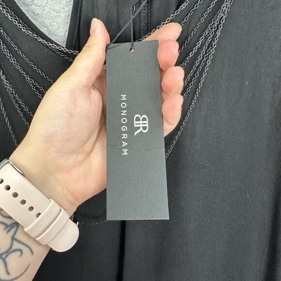 Banana Republic mongram tank top womens XL black racerback chains biker nwt‎ - Picture 3 of 7